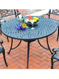 Crosley Sedona Cast Aluminum Dining Table 8 Crosley Sedona Cast Aluminum Dining Table -The Garden Shop 8599662 02v crosley sedona cast aluminum dining table 46 inch round black