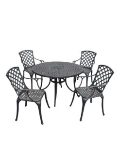 Crosley Sedona Five-Piece Outdoor Dining Set With High Back Armchairs -The Garden Shop 8599666 01v crosley sedona five piece outdoor dining set with high back arm chairs 48 inch black