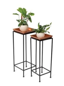 Square Nesting Plant Stands With Trays, Set Of 2 9 Square Nesting Plant Stands With Trays, Set Of 2 -The Garden Shop 8611014 2872 tif