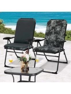 Outdoor Decor™ Seat Pad High Back Cushions, 20" X 45" 13 Outdoor Decor™ Seat Pad High Back Cushions, 20" X 45" -The Garden Shop 8611125 102v bkf outdoor seat pad high back cushions 20x45 black flowers