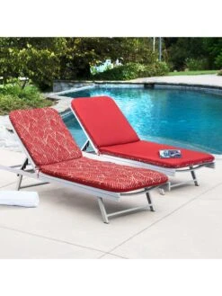 Outdoor Decor™ Chaise Lounge Cushions, 22" X 73" 10 Outdoor Decor™ Chaise Lounge Cushions, 22" X 73" -The Garden Shop 8611127 102v fthr outdoor chaise lounge cushion 22x73 red feather