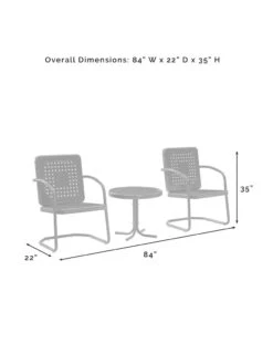 Crosley Bates 3-piece Outdoor Dining Chair Set -The Garden Shop 8611583 08v