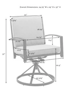 Crosley Kaplan 5Pc Outdoor Dining Set With Swivel Chairs -The Garden Shop 8611955 11v
