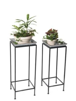Square Nesting Plant Stands With Galvanized Trays, Set Of 2 -The Garden Shop 8611976 7298 tif